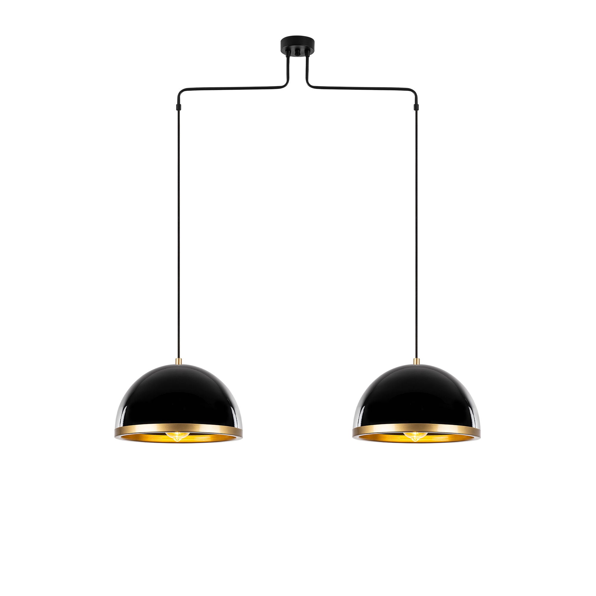 Candeeiro de Teto Elegante Preto e Dourado, 100 x 20 x 124 cm | Corpo em Metal, Altura Ajustável, 2 Soquetes E27 | Design Escandinavo Moderno para Interiores Elegantes