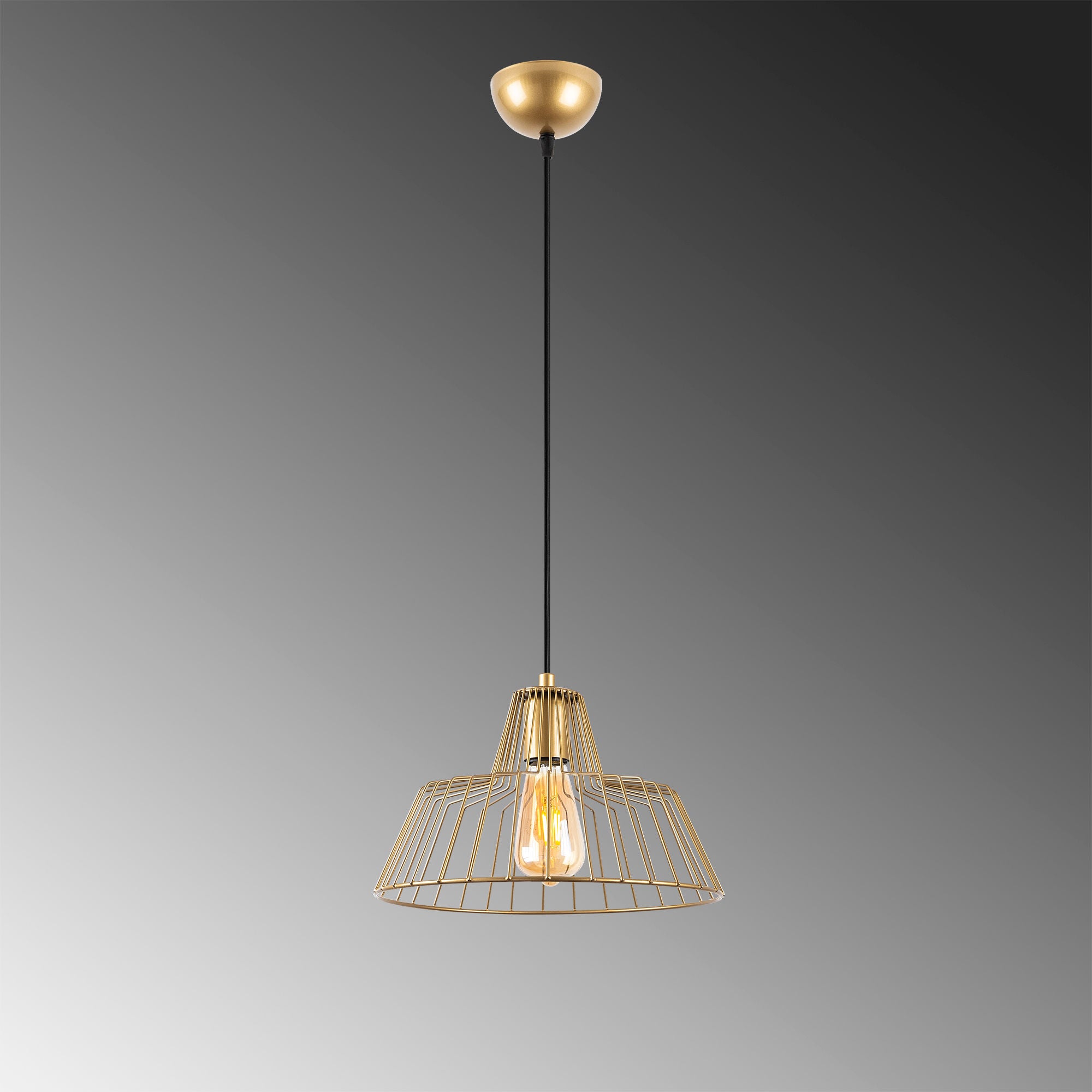 Candeeiro de Teto elegante em ouro brilhante, corpo de metal, 30 x 30 x 116 cm, altura ajustável, soquete E27, design moderno e glamouroso para decoração elegante de casa