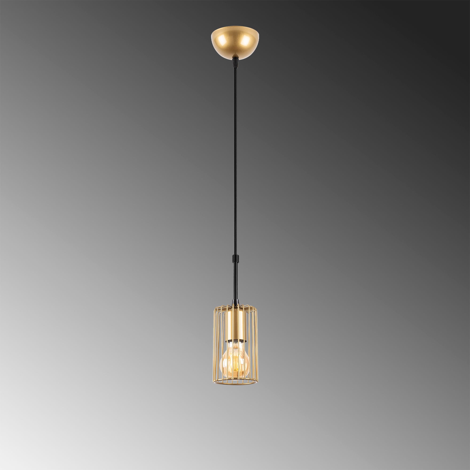 Candeeiro de Teto Dourado Elegante, Corpo em Metal, Altura Ajustável, 9 x 9 x 126 cm | Soquete E27, Potência Máxima de 40 W, Design Moderno e Glamouroso para Iluminação Residencial e de Escritório