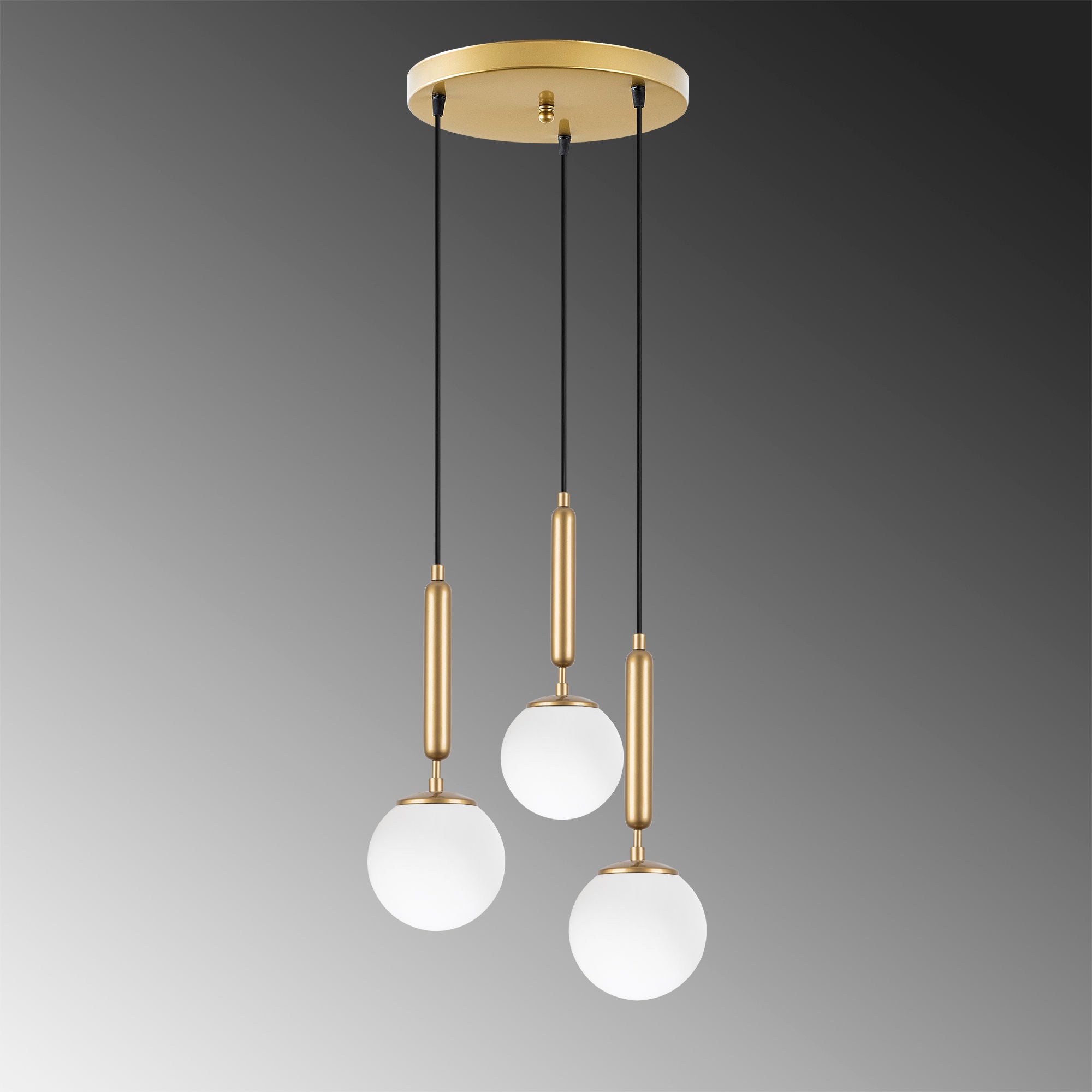 Candeeiro de Teto Dourado Elegante, Corpo em Metal, 34 x 34 x 134 cm | Altura Ajustável, 3 x E14 Máx. 40 W | Design Escandinavo Moderno, Perfeito para Espaços Glamourosos
