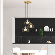 Candeeiro de Teto Dourado Elegante, Corpo em Metal, 56 x 56 x 126 cm | Altura Ajustável, 3 Soquetes E27, Design Moderno e Glamouroso | Perfeito para Salas de Estar e Jantar