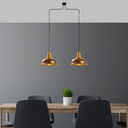 Candeeiro de Teto Elegante de Pátina, Corpo em Metal, 100 x 32 x 137 cm | Altura Ajustável, 2 x E27, Máx. 40 W | Design Escandinavo Moderno para Espaços Glamourosos
