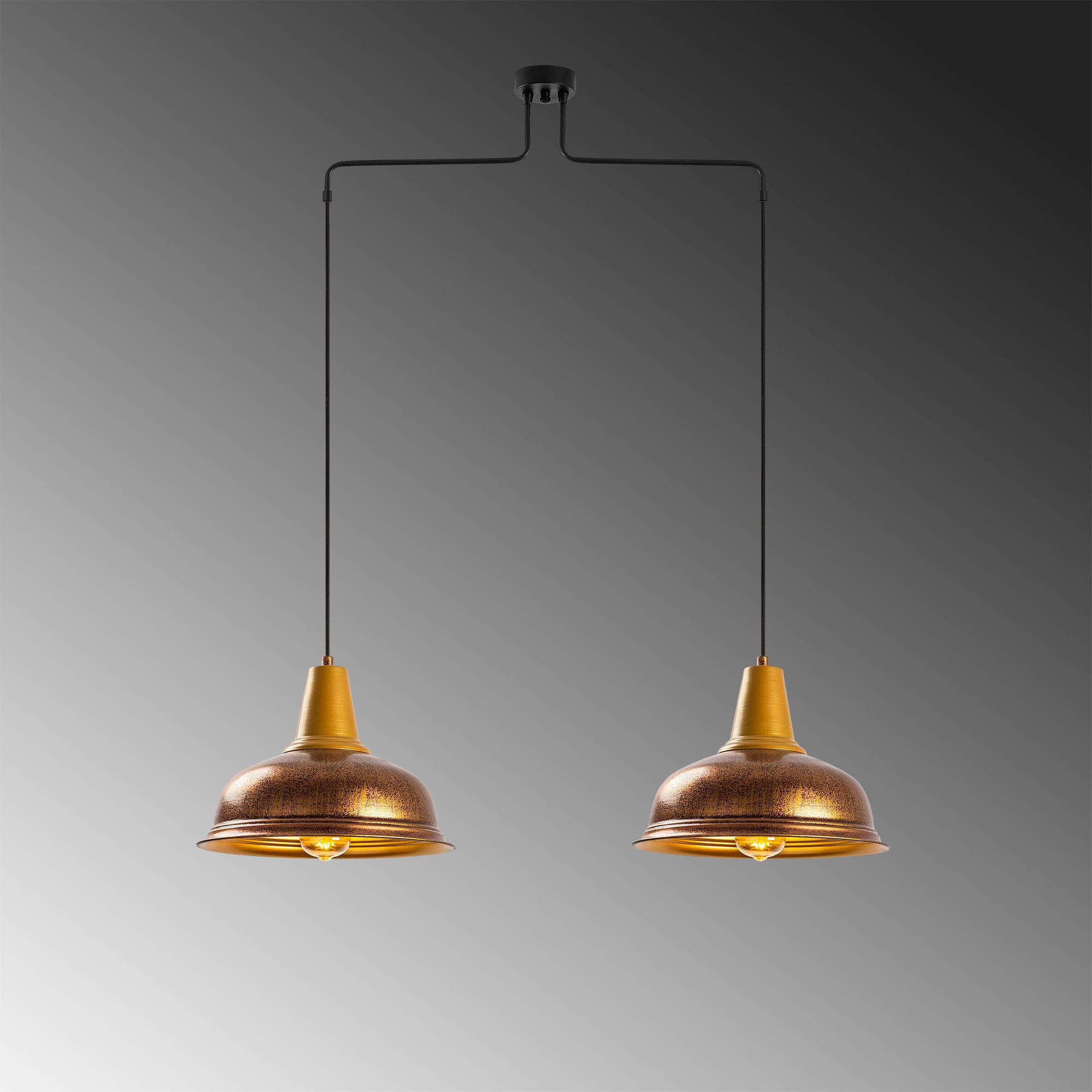 Candeeiro de Teto Elegante de Pátina, Corpo em Metal, 100 x 32 x 137 cm | Altura Ajustável, 2 x E27, Máx. 40 W | Design Escandinavo Moderno para Espaços Glamourosos