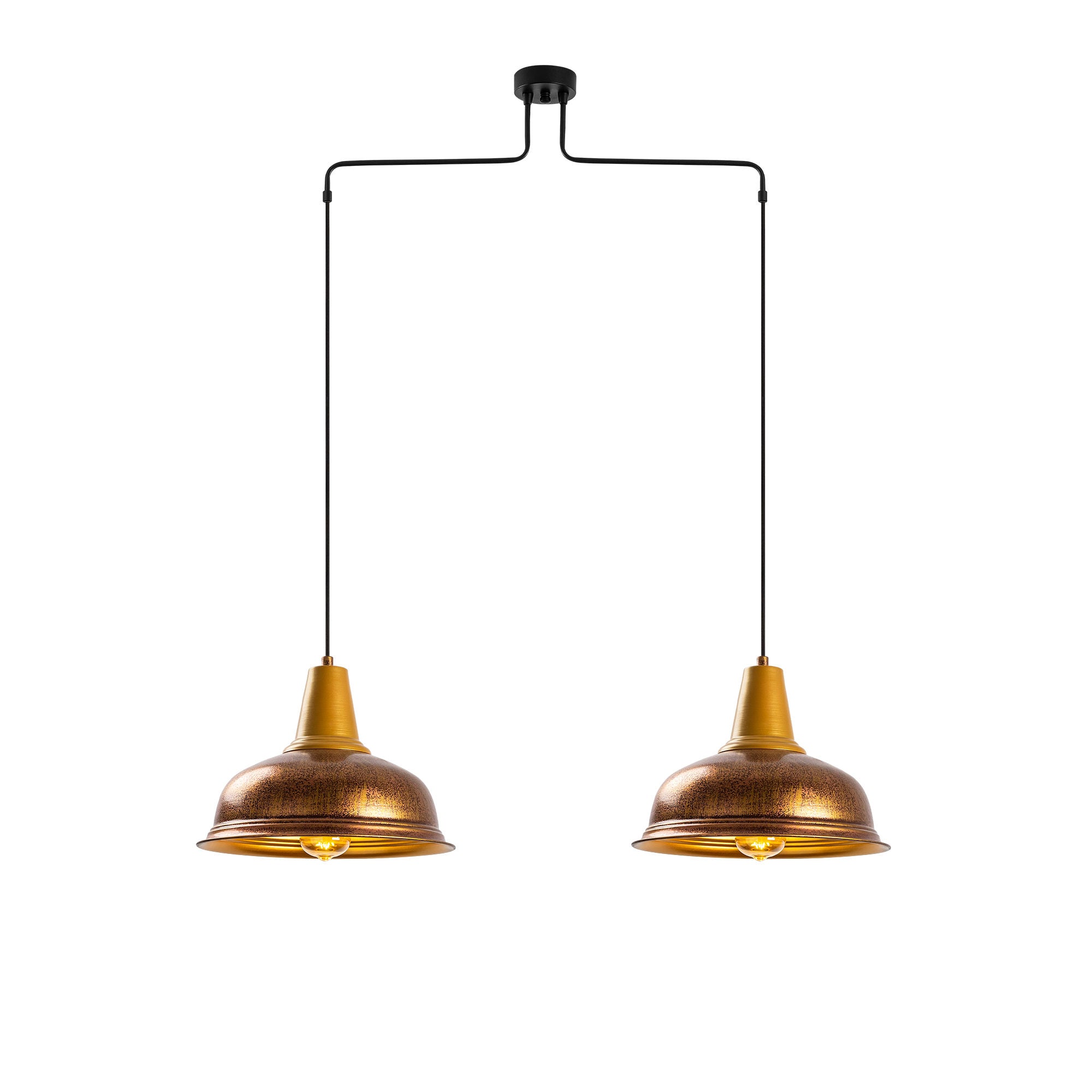 Candeeiro de Teto Elegante de Pátina, Corpo em Metal, 100 x 32 x 137 cm | Altura Ajustável, 2 x E27, Máx. 40 W | Design Escandinavo Moderno para Espaços Glamourosos