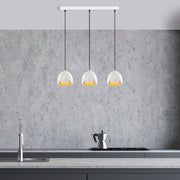 Candeeiro de Teto elegante branco e dourado, corpo de metal, altura ajustável, 62 x 17 x 110 cm | 3 x E27 máx. 40 W | Design escandinavo moderno para decoração de casa