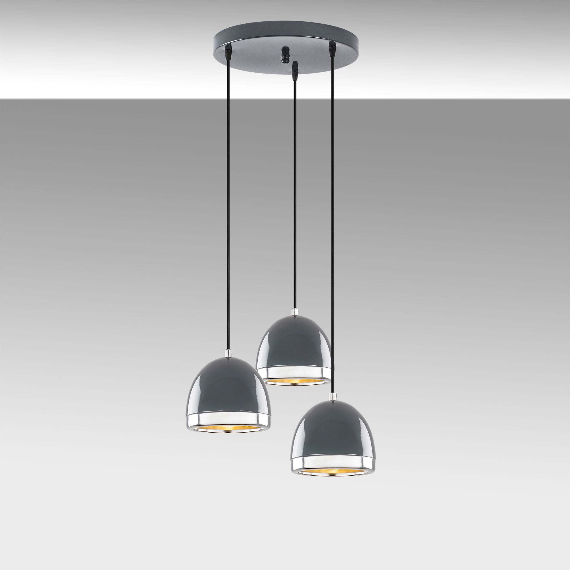 Candeeiro de Teto moderno em antracite, corpo de metal, altura ajustável, 35 x 35 x 110 cm | 3 soquetes E27, IP20 | Design escandinavo elegante para casa e escritório