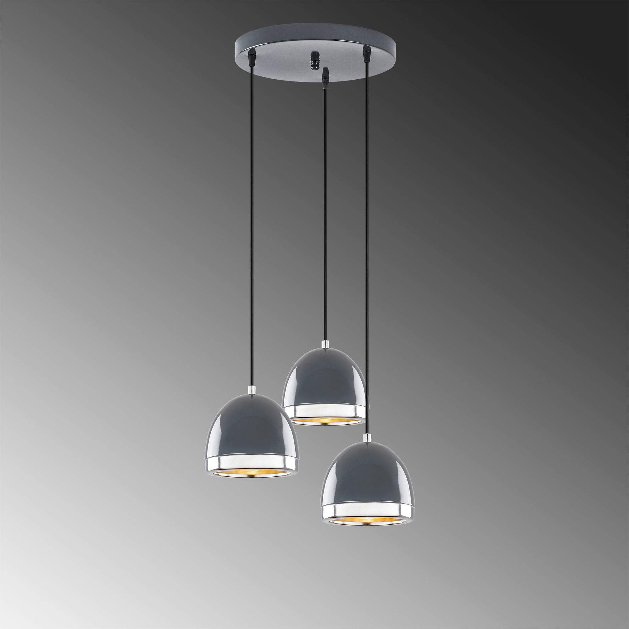 Candeeiro de Teto moderno em antracite, corpo de metal, altura ajustável, 35 x 35 x 110 cm | 3 soquetes E27, IP20 | Design escandinavo elegante para casa e escritório