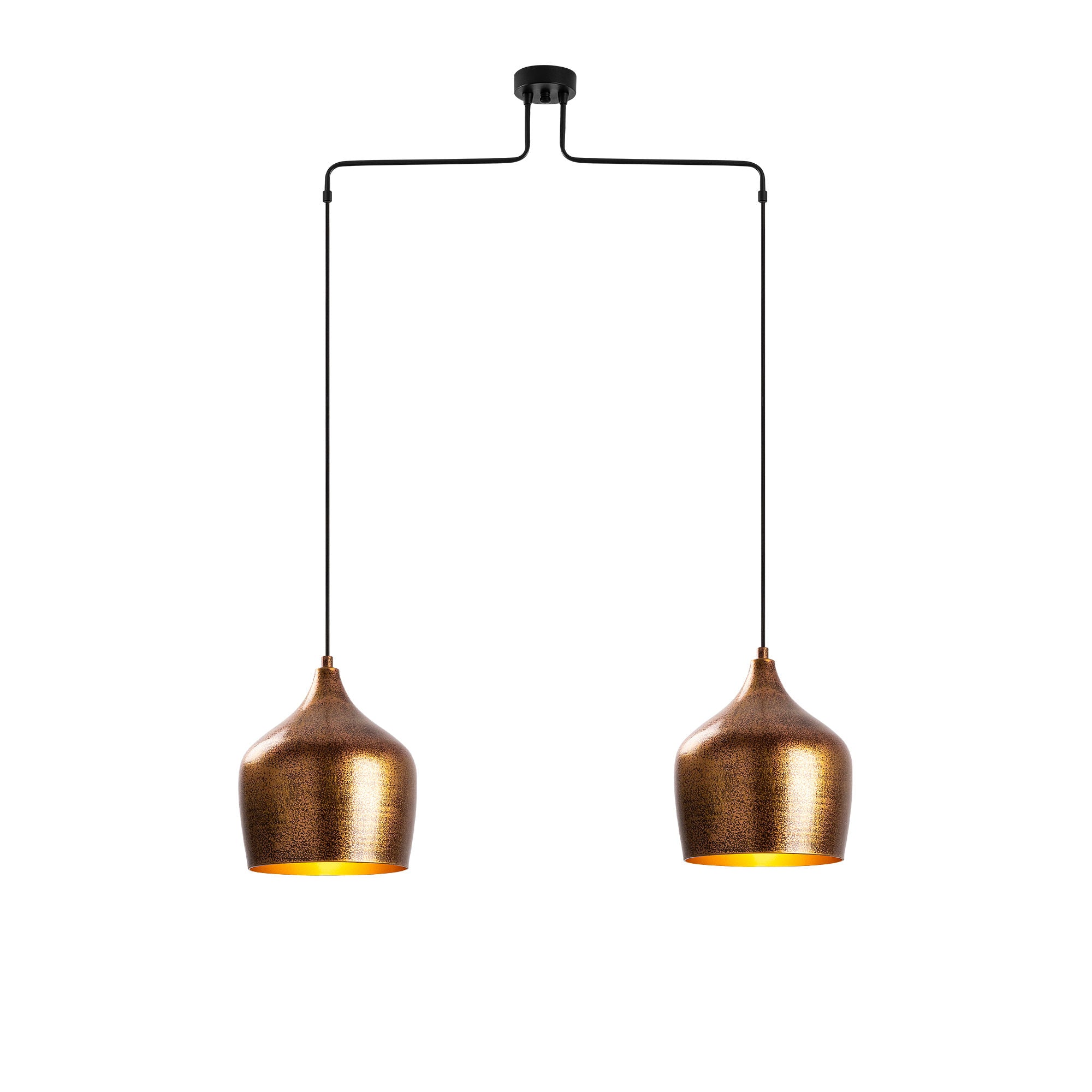 Candeeiro de Teto Elegante de Pátina, Corpo em Metal, 90 x 20 x 138 cm | Altura Ajustável, 2 x E27, Máx. 40 W | Design Moderno e Glamouroso para Interiores Elegantes