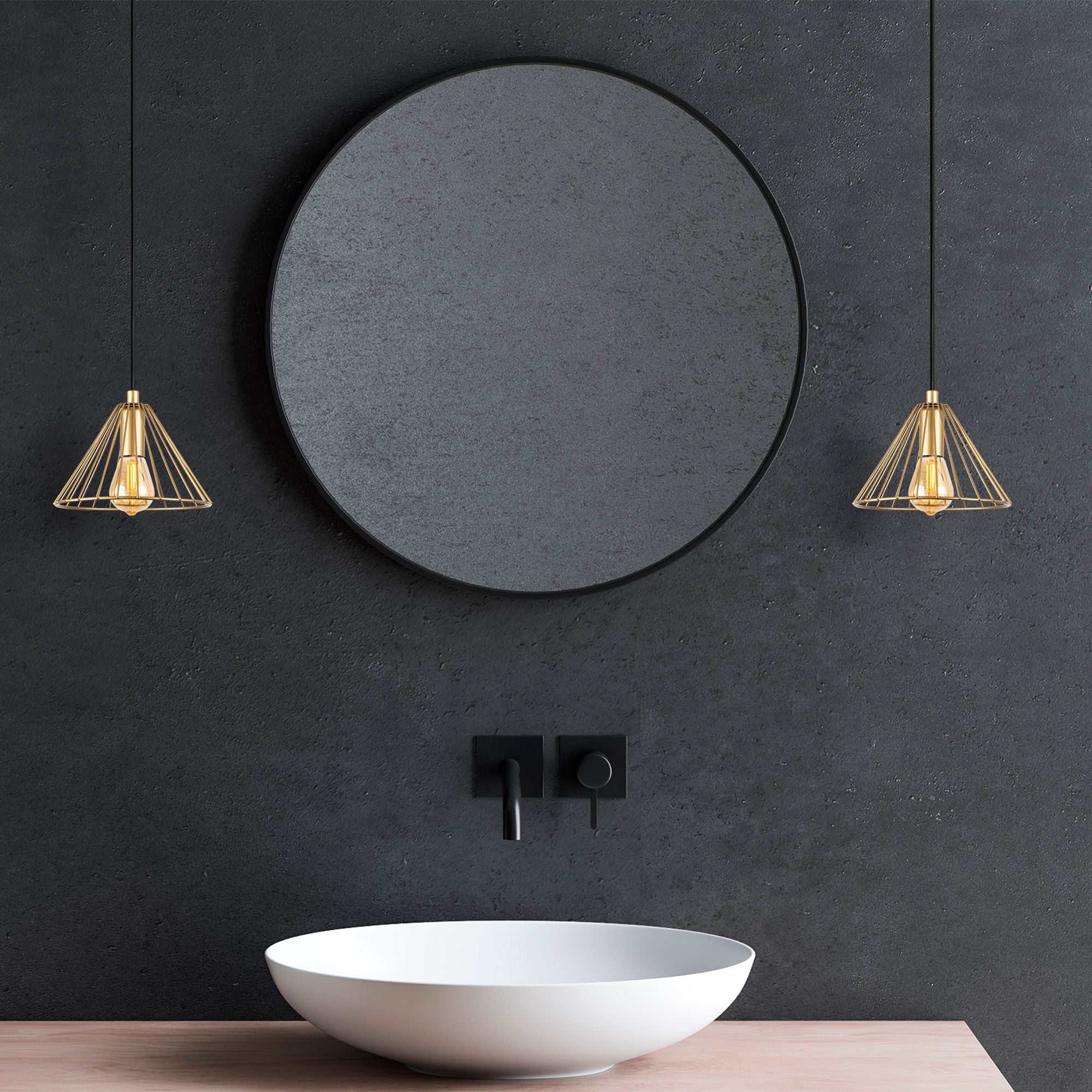 Candeeiro de Teto elegante em ouro brilhante, corpo de metal, altura ajustável, 20 x 20 x 117 cm | Soquete E27, design moderno e glamouroso para casa e escritório | Classificação IP20