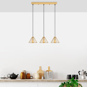 Candeeiro de Teto Elegante Dourado Brilhante, Corpo em Metal, 72 x 20 x 117 cm | Altura Ajustável, 3 Soquetes E27, Design Moderno para Casa e Escritório | Classificação IP20