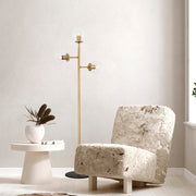 Candeeiro de Pé Elegante, Dourado Brilhante, 163 cm de Altura | Corpo e Base de Metal, Tampa de Vidro, IP20, 3 Soquetes E14 | Design Moderno e Glamouroso para Decoração de Casa e Hotel