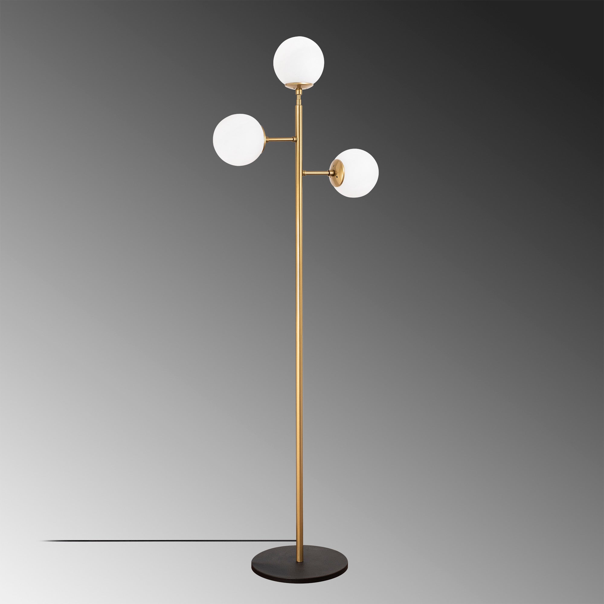 Candeeiro de Pé Elegante, Dourado Brilhante, 163 cm de Altura | Corpo e Base de Metal, Tampa de Vidro, IP20, 3 Soquetes E14 | Design Moderno e Glamouroso para Decoração de Casa e Hotel