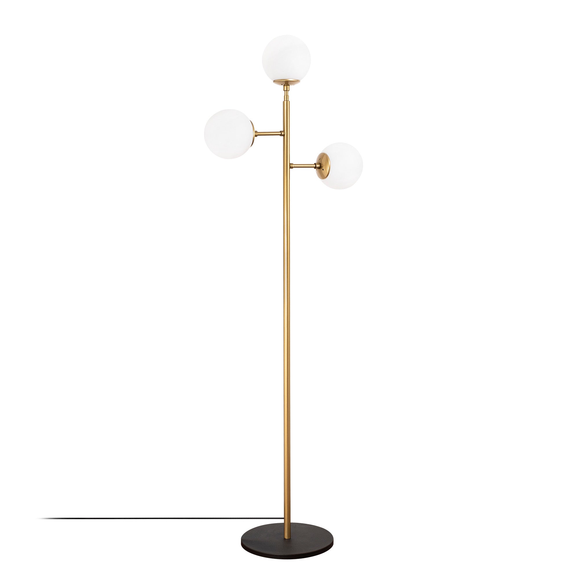Candeeiro de Pé Elegante, Dourado Brilhante, 163 cm de Altura | Corpo e Base de Metal, Tampa de Vidro, IP20, 3 Soquetes E14 | Design Moderno e Glamouroso para Decoração de Casa e Hotel
