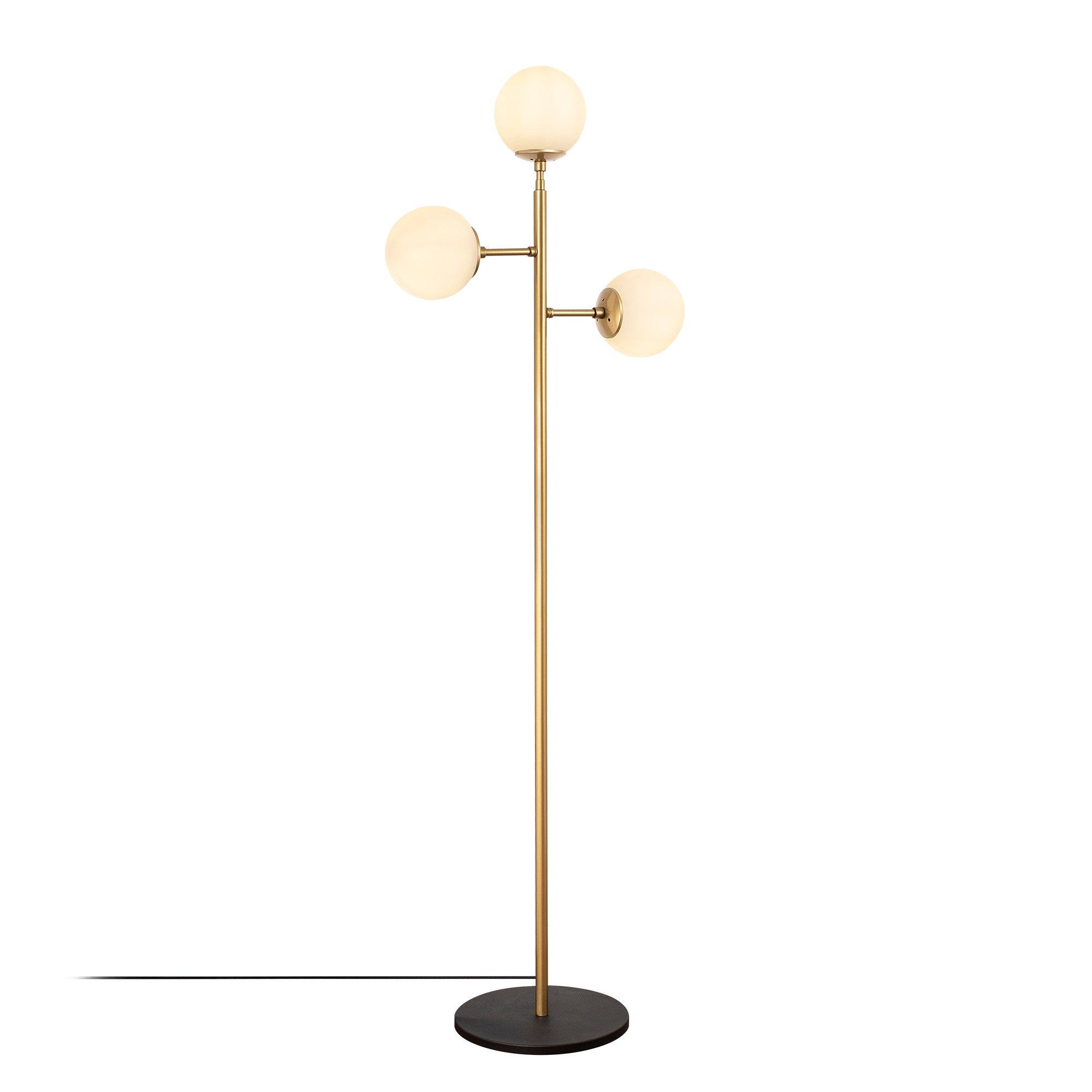 Candeeiro de Pé Elegante, Dourado Brilhante, 163 cm de Altura | Corpo e Base de Metal, Tampa de Vidro, IP20, 3 Soquetes E14 | Design Moderno e Glamouroso para Decoração de Casa e Hotel