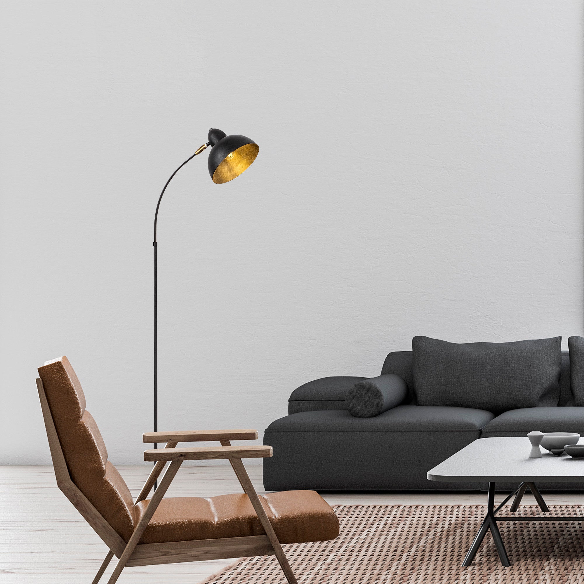 Candeeiro de Pé Elegante, Preta e Antiga, 162 cm de Altura | Corpo em Metal, Soquete E27, IP20 | Ideal para Decoração Moderna, Industrial e Escandinava