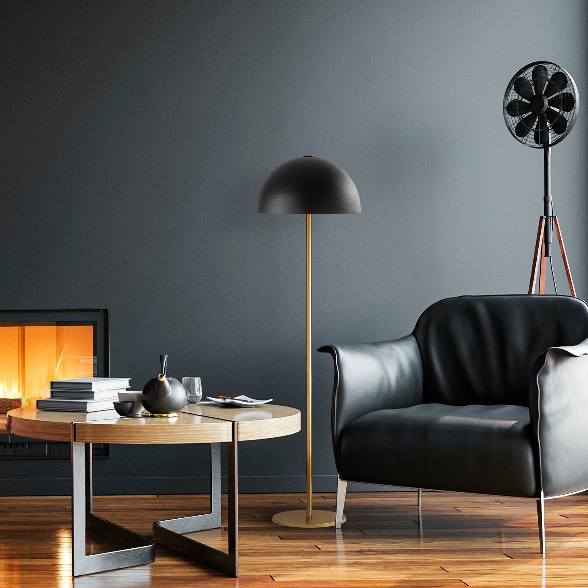 Candeeiro de Pé moderna com corpo de metal, acabamento dourado, 40 x 40 x 154 cm | Soquete E27, 40 W máx., cabo de 200 cm | Design escandinavo elegante para residências e hotéis