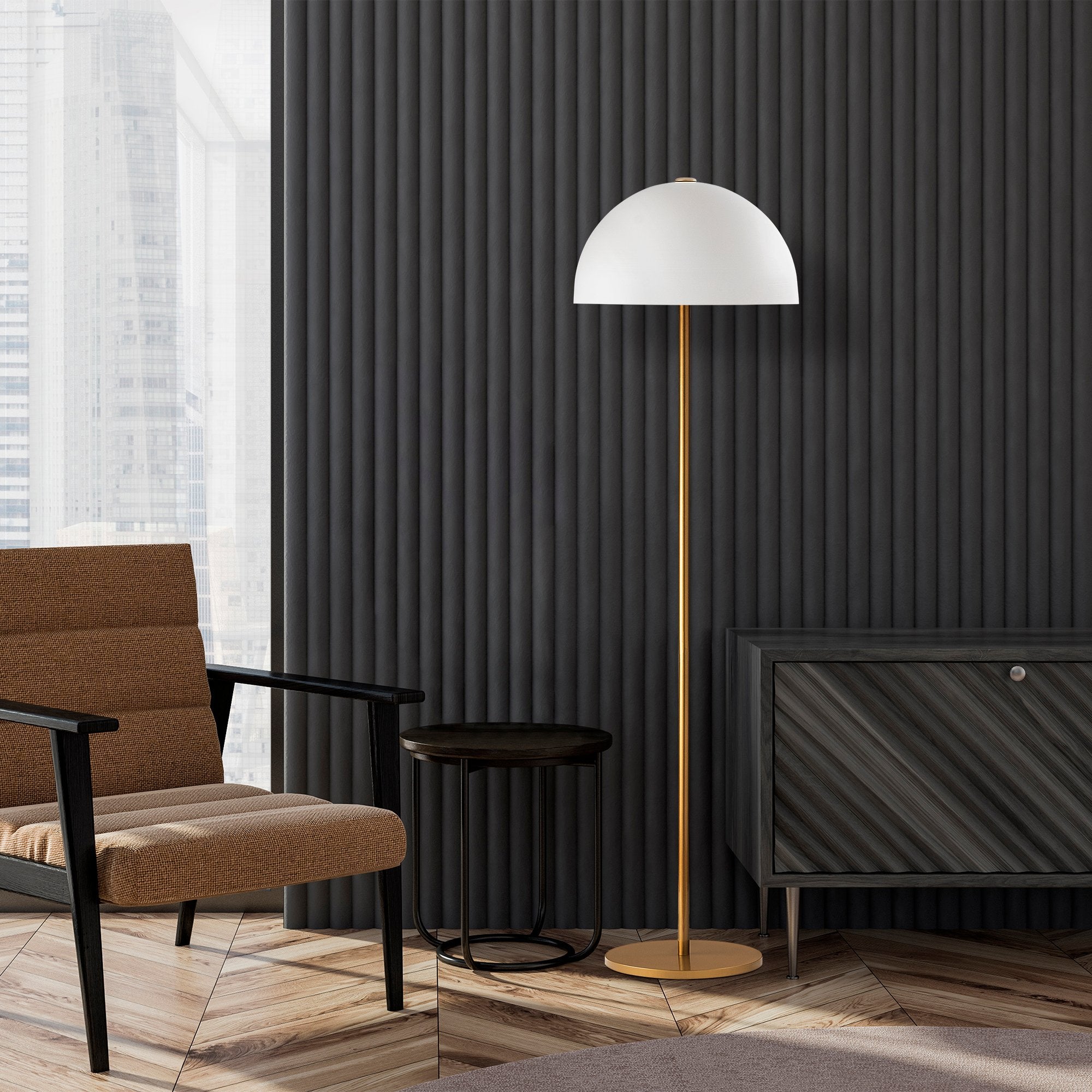 Candeeiro de Pé Moderna com Corpo em Metal, Acabamento Dourado, 40 x 40 x 154 cm | Soquete E27, 40 W máx., Cabo de 200 cm | Iluminação Elegante para Decoração Glamourosa e Escandinava