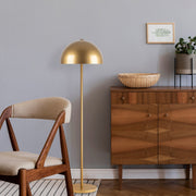 Candeeiro de Pé elegante com corpo de metal, acabamento dourado, 40 x 40 x 154 cm | Soquete E27, 40 W máx., cabo de 200 cm | Perfeita para interiores modernos e glamourosos
