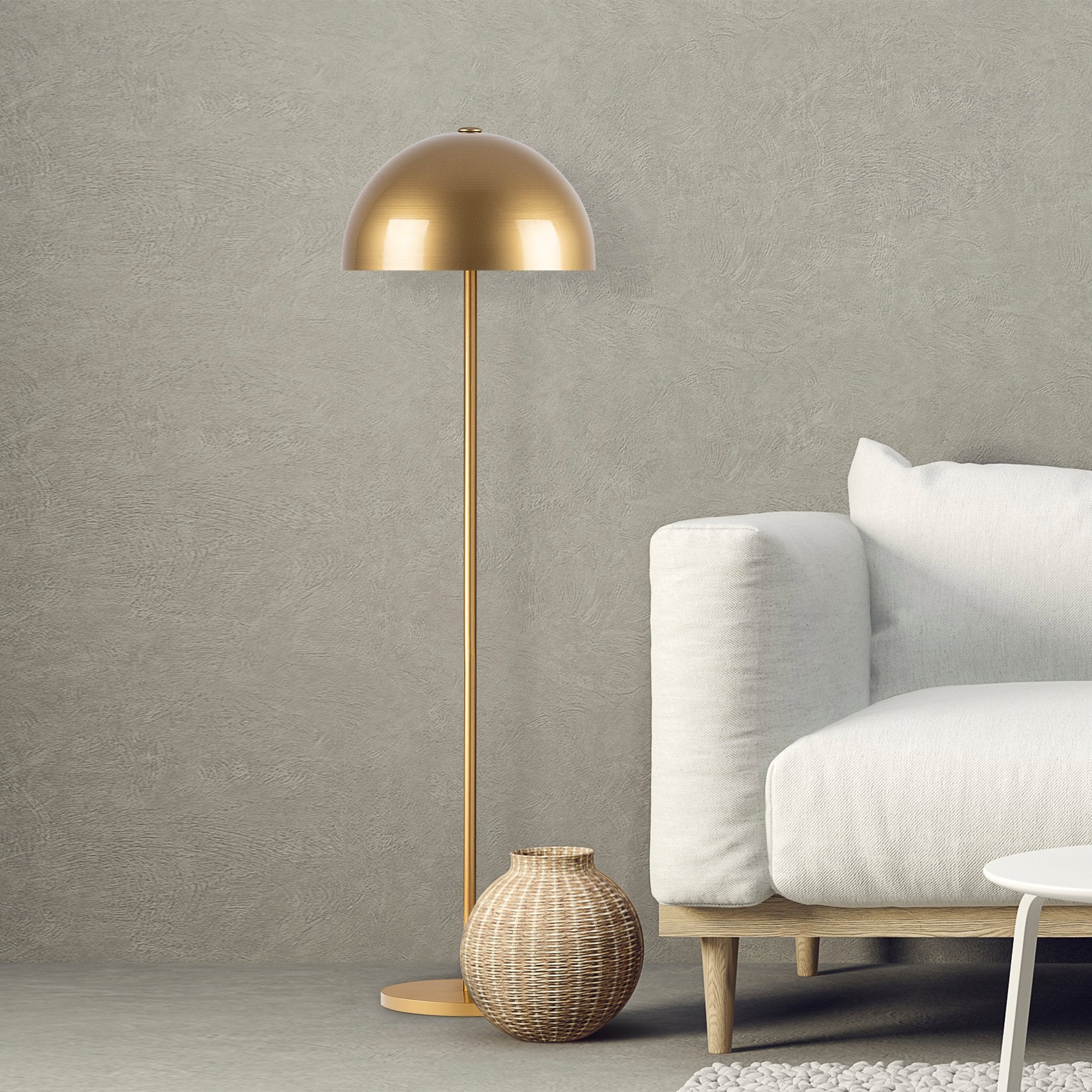 Candeeiro de Pé elegante com corpo de metal, acabamento dourado, 40 x 40 x 154 cm | Soquete E27, 40 W máx., cabo de 200 cm | Perfeita para interiores modernos e glamourosos