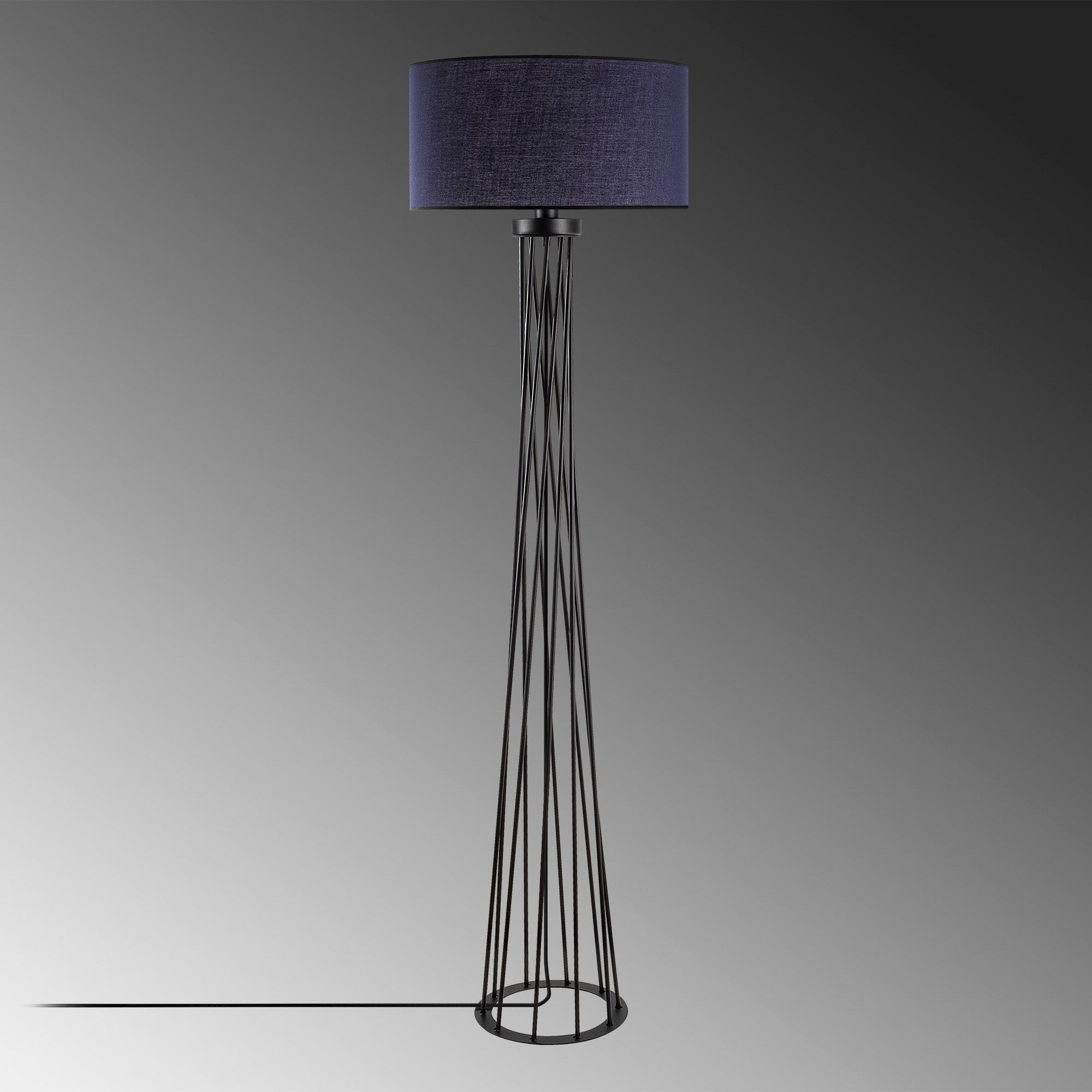 Candeeiro de Pé estilosa com corpo de metal, cor antracite, 50 cm de largura x 175 cm de altura | Soquete E27, 40 W máx., cabo de 200 cm, interruptor liga/desliga | Iluminação moderna para casa e escritório