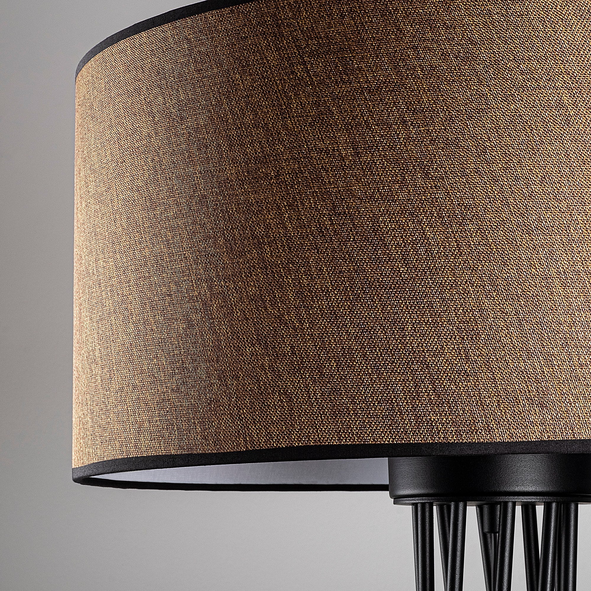 Candeeiro de Pé elegante com corpo de metal, acabamento marrom, 50 cm de largura x 175 cm de altura | Soquete E27, 40 W máx., cabo de 200 cm, interruptor liga/desliga | Perfeito para decoração moderna