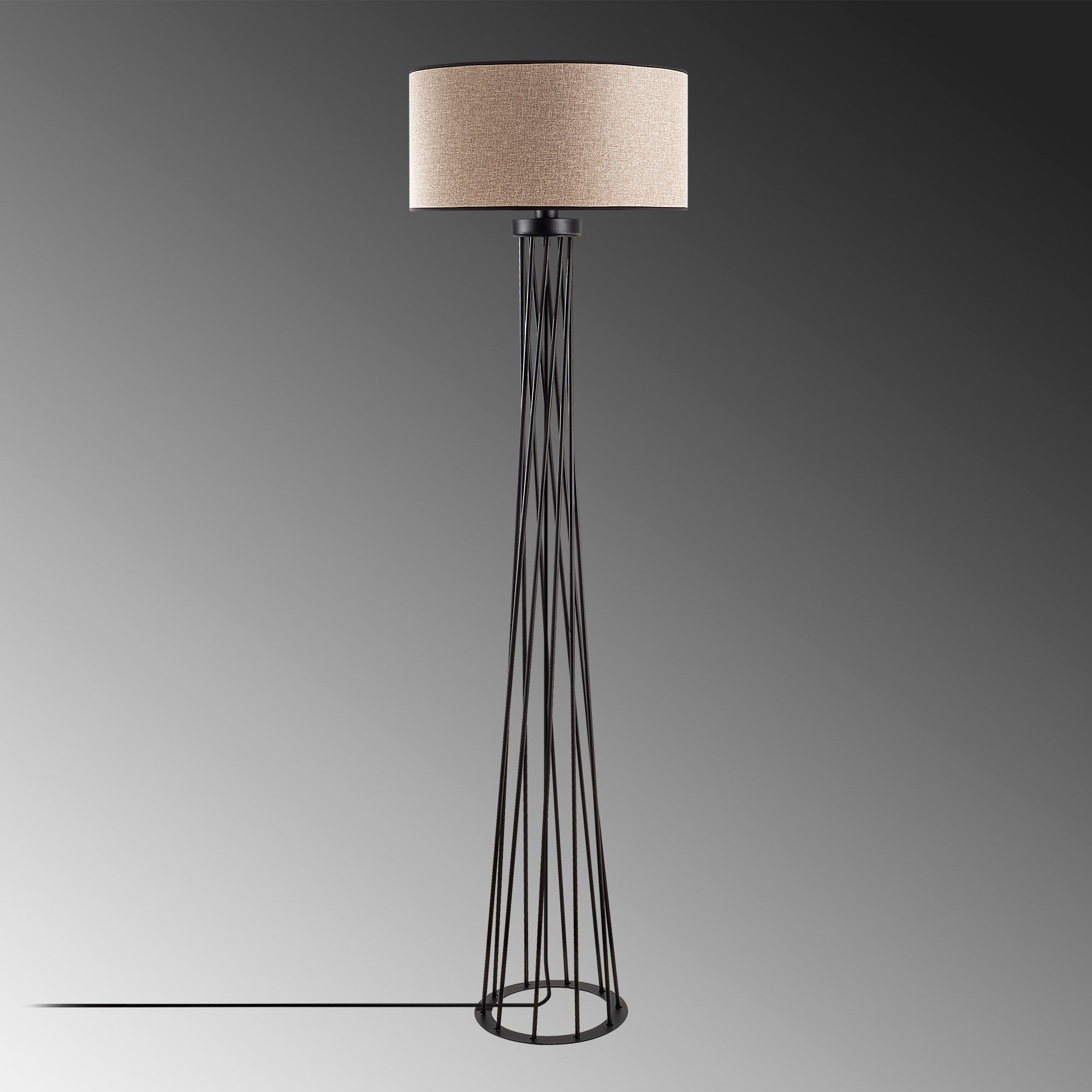 Candeeiro de Pé branca elegante, corpo de metal, 50 cm de largura x 175 cm de altura | IP20, soquete E27, 40 W máx., cabo de 200 cm | Iluminação elegante para espaços modernos