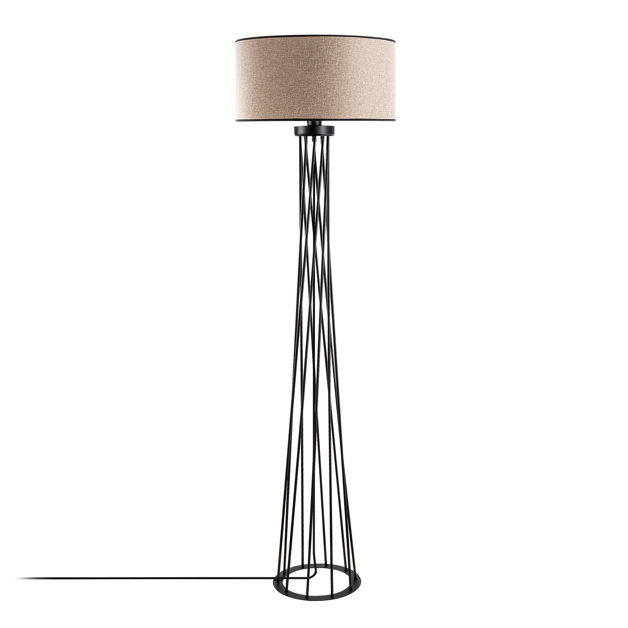 Candeeiro de Pé branca elegante, corpo de metal, 50 cm de largura x 175 cm de altura | IP20, soquete E27, 40 W máx., cabo de 200 cm | Iluminação elegante para espaços modernos