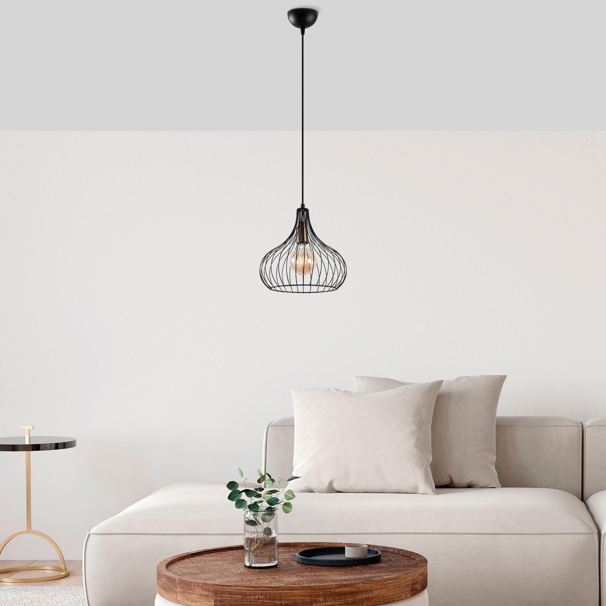 Candeeiro de Teto Industrial, Preto e Antigo, 22 x 22 x 120 cm | Corpo de Metal, Altura Ajustável, Soquete E27, Perfeito para Decoração Moderna