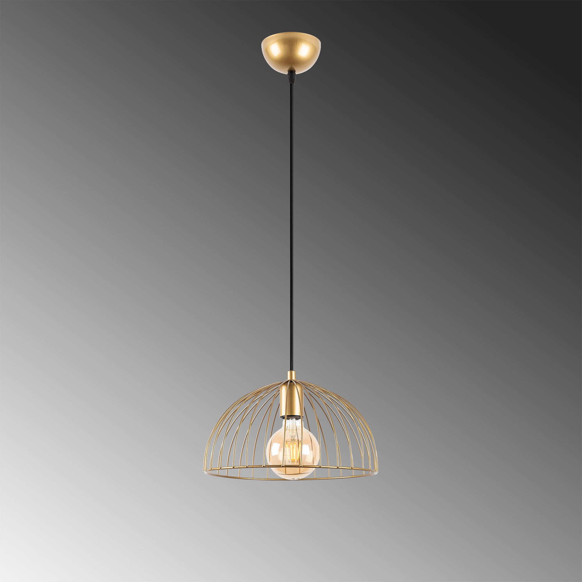 Candeeiro de Teto Dourado Elegante, Corpo em Metal, 31 x 31 x 105 cm | Altura Ajustável, Soquete E27, Design Moderno e Glamouroso | Perfeito para Salas de Estar e Salas de Jantar