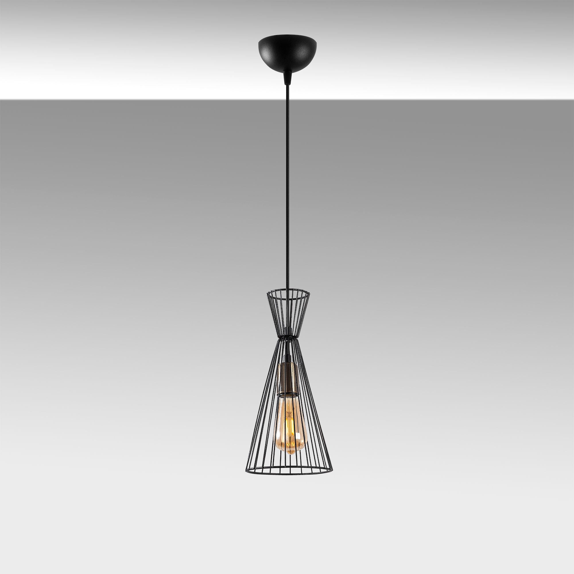 Candeeiro de Teto Industrial com Corpo em Metal, Acabamento Preto e Antigo, 15 x 15 x 125 cm | Altura Ajustável, Soquete E27, Perfeito para Espaços Modernos