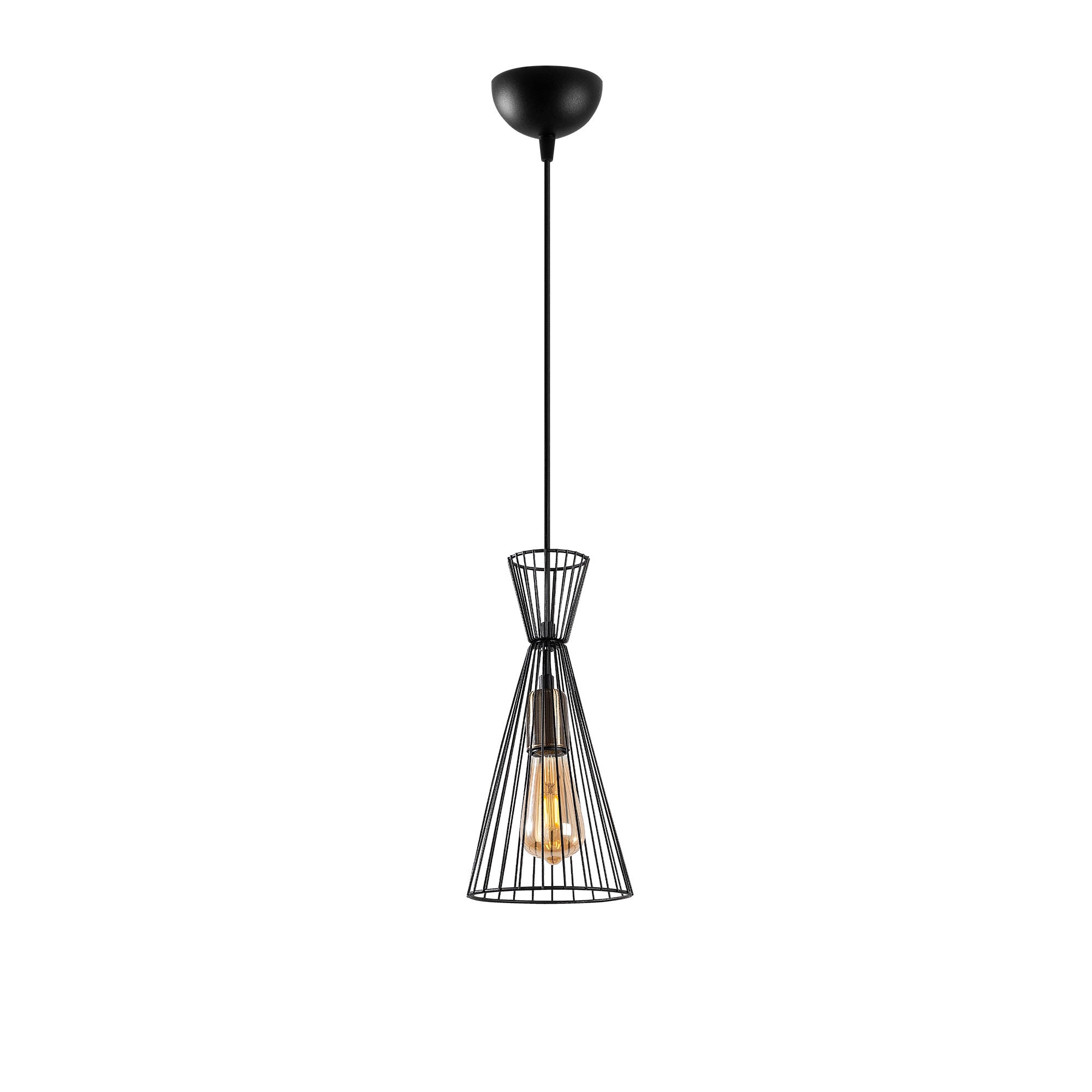 Candeeiro de Teto Industrial com Corpo em Metal, Acabamento Preto e Antigo, 15 x 15 x 125 cm | Altura Ajustável, Soquete E27, Perfeito para Espaços Modernos