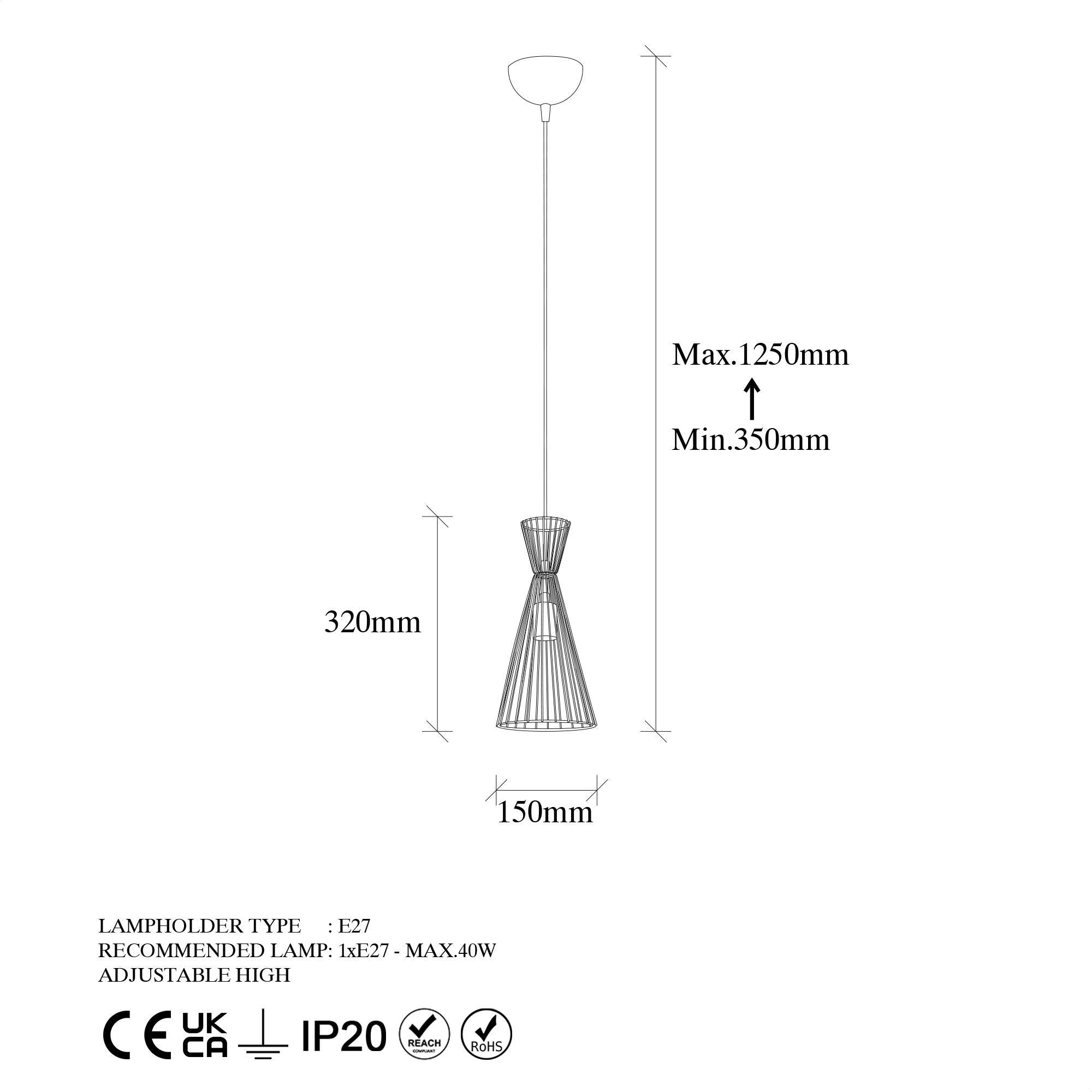 Candeeiro de Teto Industrial com Corpo em Metal, Acabamento Preto e Antigo, 15 x 15 x 125 cm | Altura Ajustável, Soquete E27, Perfeito para Espaços Modernos