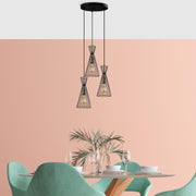 Candeeiro de Teto Industrial, Acabamento Preto e Antigo, 68 x 68 x 125 cm | Corpo em Metal, Altura Ajustável, 3 Soquetes E27 | Perfeito para Decoração Moderna