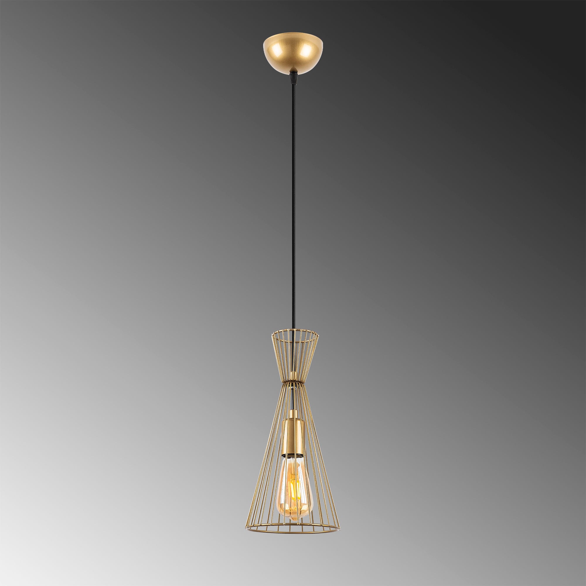 Candeeiro de Teto Dourado Elegante, Corpo em Metal, Altura Ajustável, 15 x 15 x 125 cm | Soquete E27, Potência Máxima de 40 W, Design Moderno e Glamouroso para Casa e Escritório