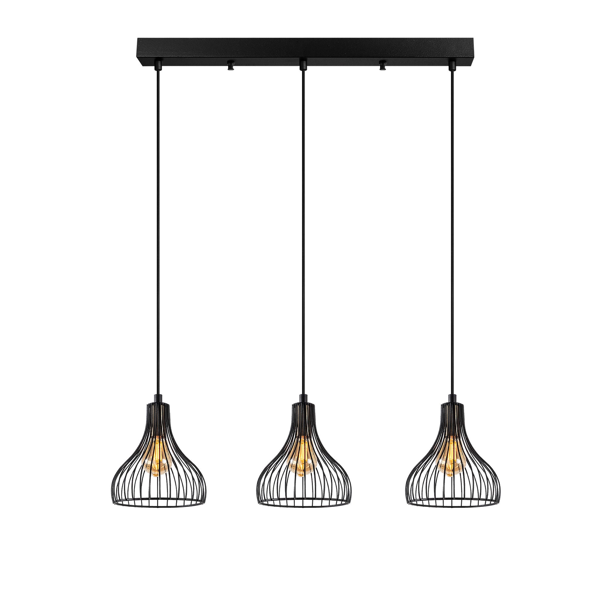 Candeeiro de Teto Industrial, Acabamento Preto e Antigo, 70 x 20 x 117 cm | Corpo em Metal, Altura Ajustável, 3 Soquetes E27 | Perfeito para Decoração Moderna