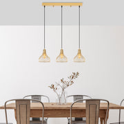 Candeeiro de Teto Dourado Elegante, Corpo em Metal, 70 x 20 x 117 cm | Altura Ajustável, 3 Soquetes E27, Design Moderno e Glamouroso | Perfeito para Salas de Estar e Salas de Jantar