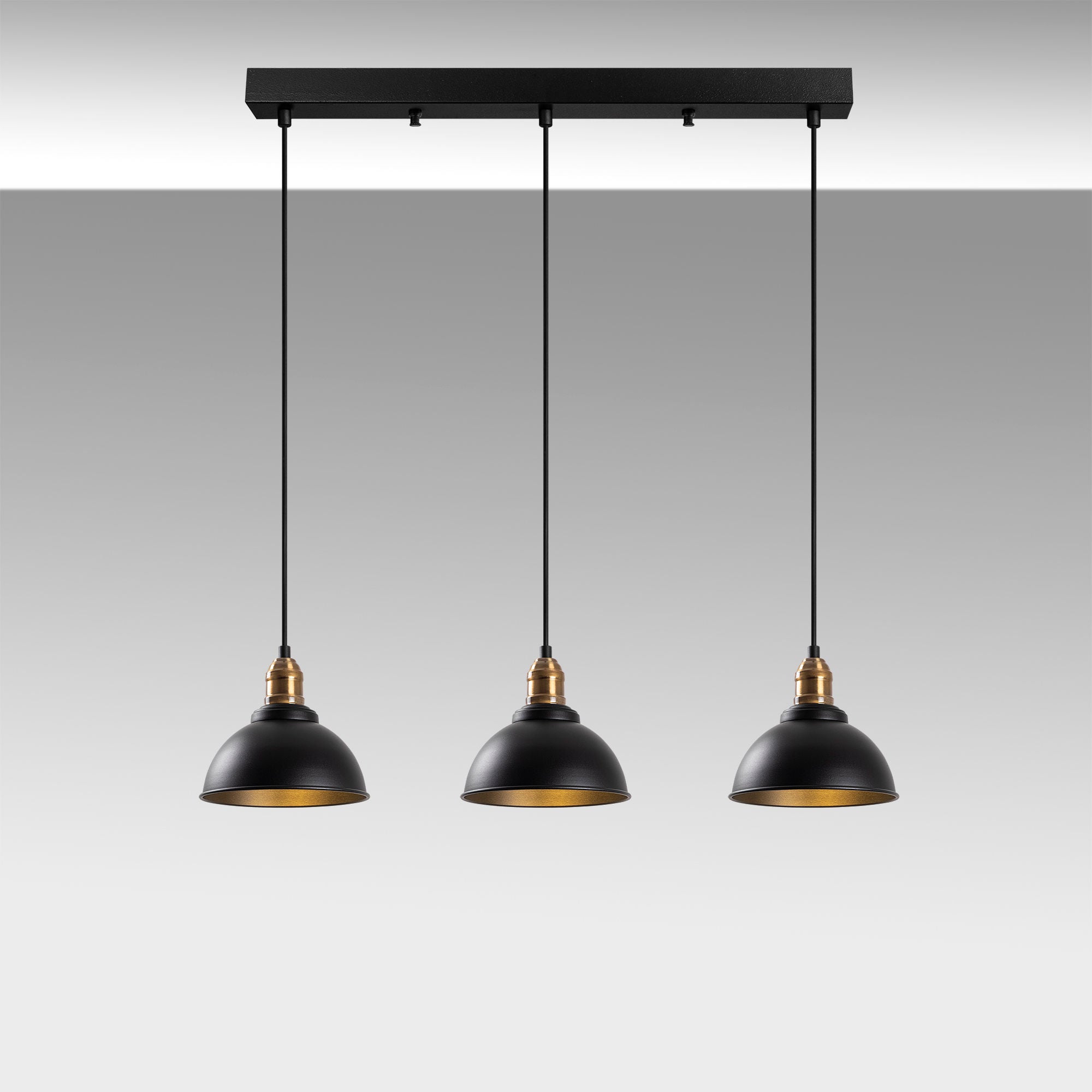 Candeeiro de Teto Industrial, Acabamento Preto e Antigo, 70 x 21 x 117 cm | Corpo em Metal, Altura Ajustável, 3 Soquetes E27, Perfeito para Decoração Moderna e Escandinava