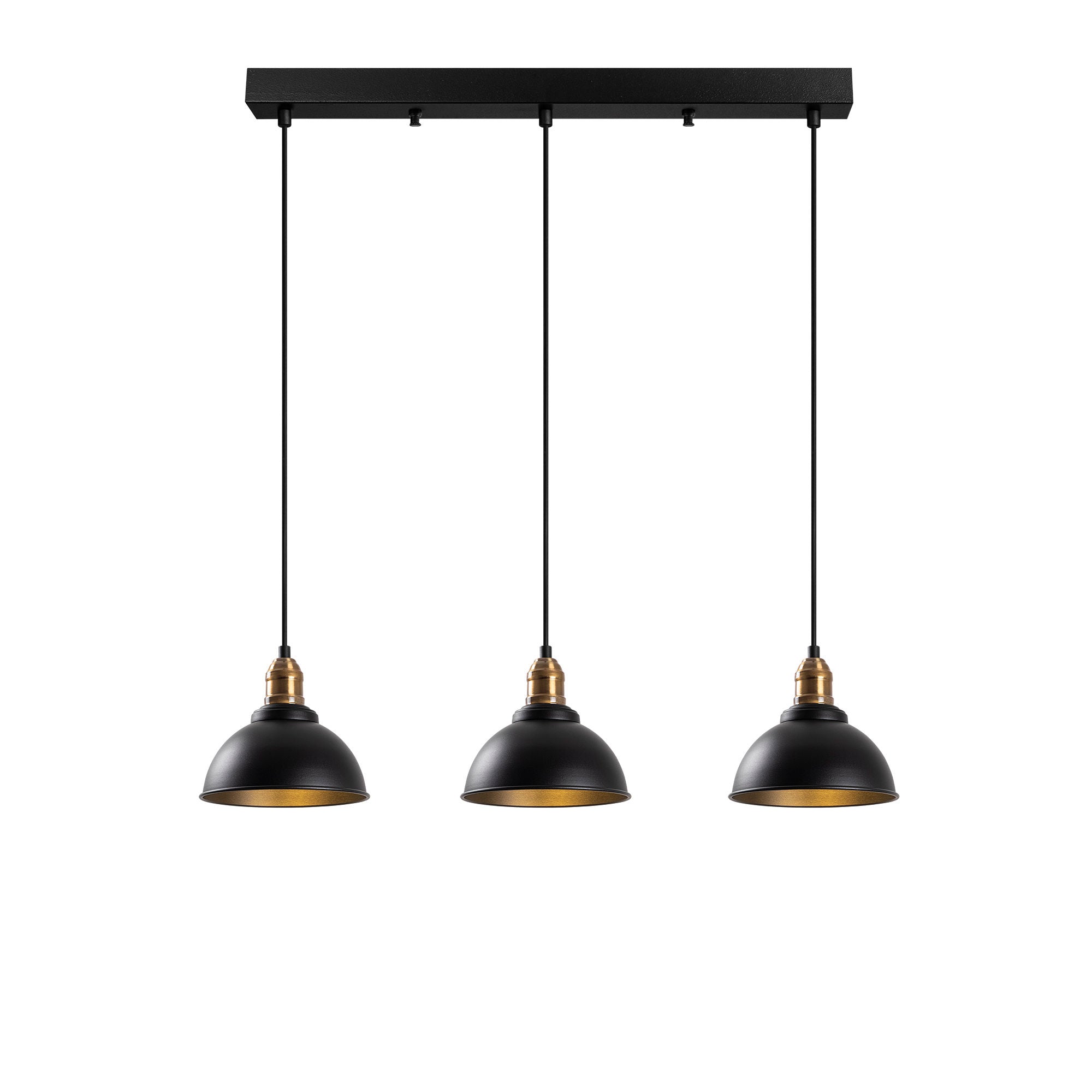 Candeeiro de Teto Industrial, Acabamento Preto e Antigo, 70 x 21 x 117 cm | Corpo em Metal, Altura Ajustável, 3 Soquetes E27, Perfeito para Decoração Moderna e Escandinava