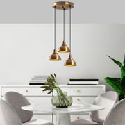 Candeeiro de Teto Vintage Elegante, Acabamento em Cobre, 44 x 44 x 117 cm | Corpo em Metal, Altura Ajustável, 3 Soquetes E27 | Perfeito para Decoração Moderna e Escandinava