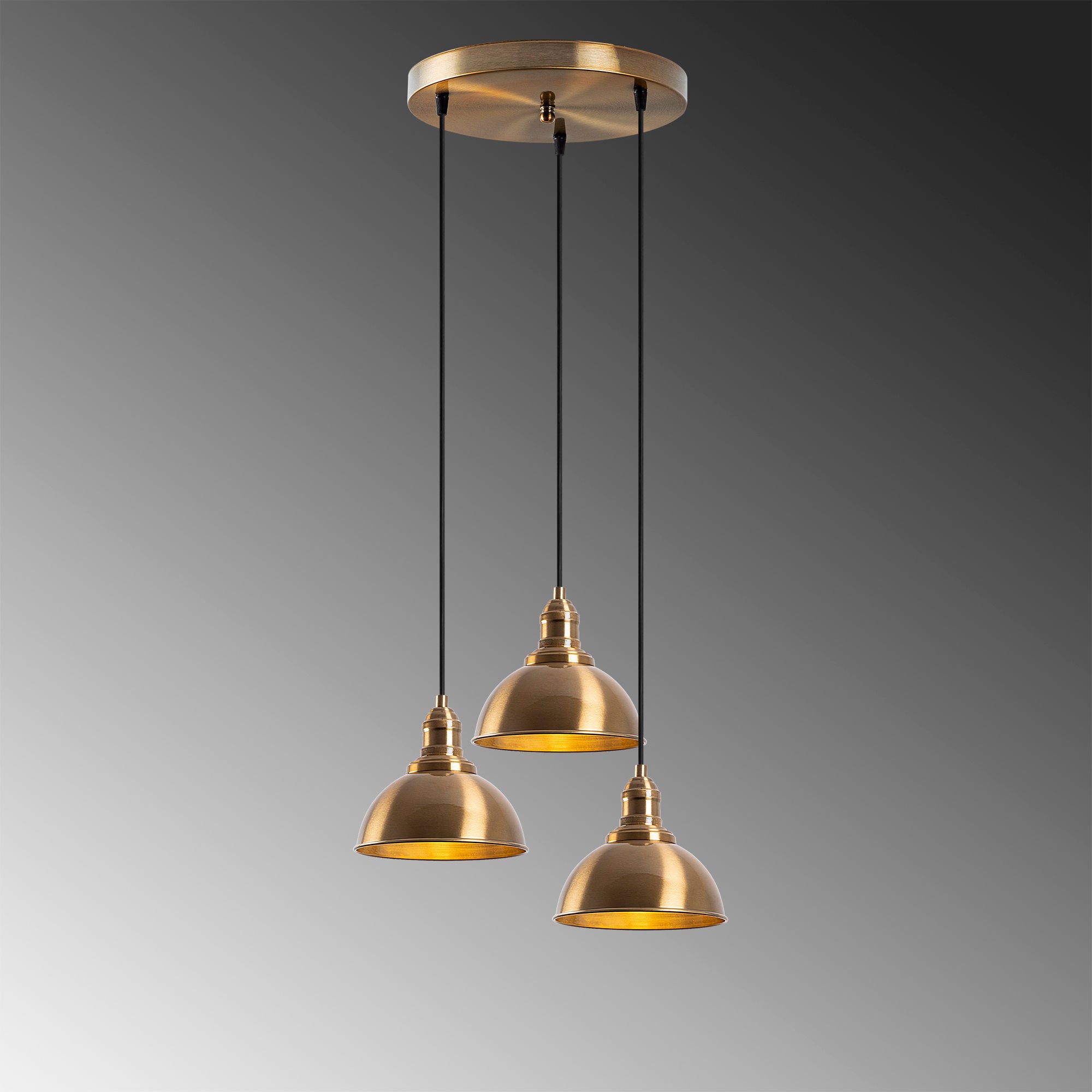 Candeeiro de Teto Vintage Elegante, Acabamento em Cobre, 44 x 44 x 117 cm | Corpo em Metal, Altura Ajustável, 3 Soquetes E27 | Perfeito para Decoração Moderna e Escandinava