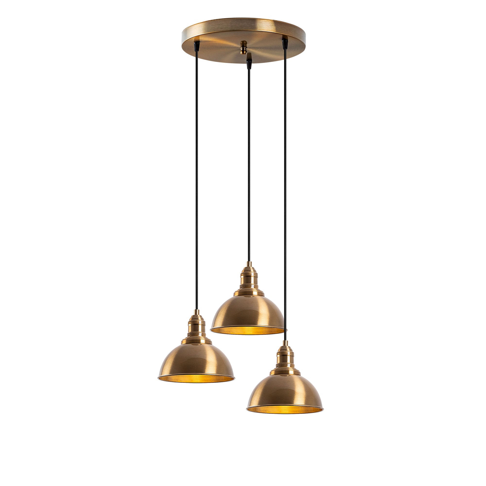 Candeeiro de Teto Vintage Elegante, Acabamento em Cobre, 44 x 44 x 117 cm | Corpo em Metal, Altura Ajustável, 3 Soquetes E27 | Perfeito para Decoração Moderna e Escandinava