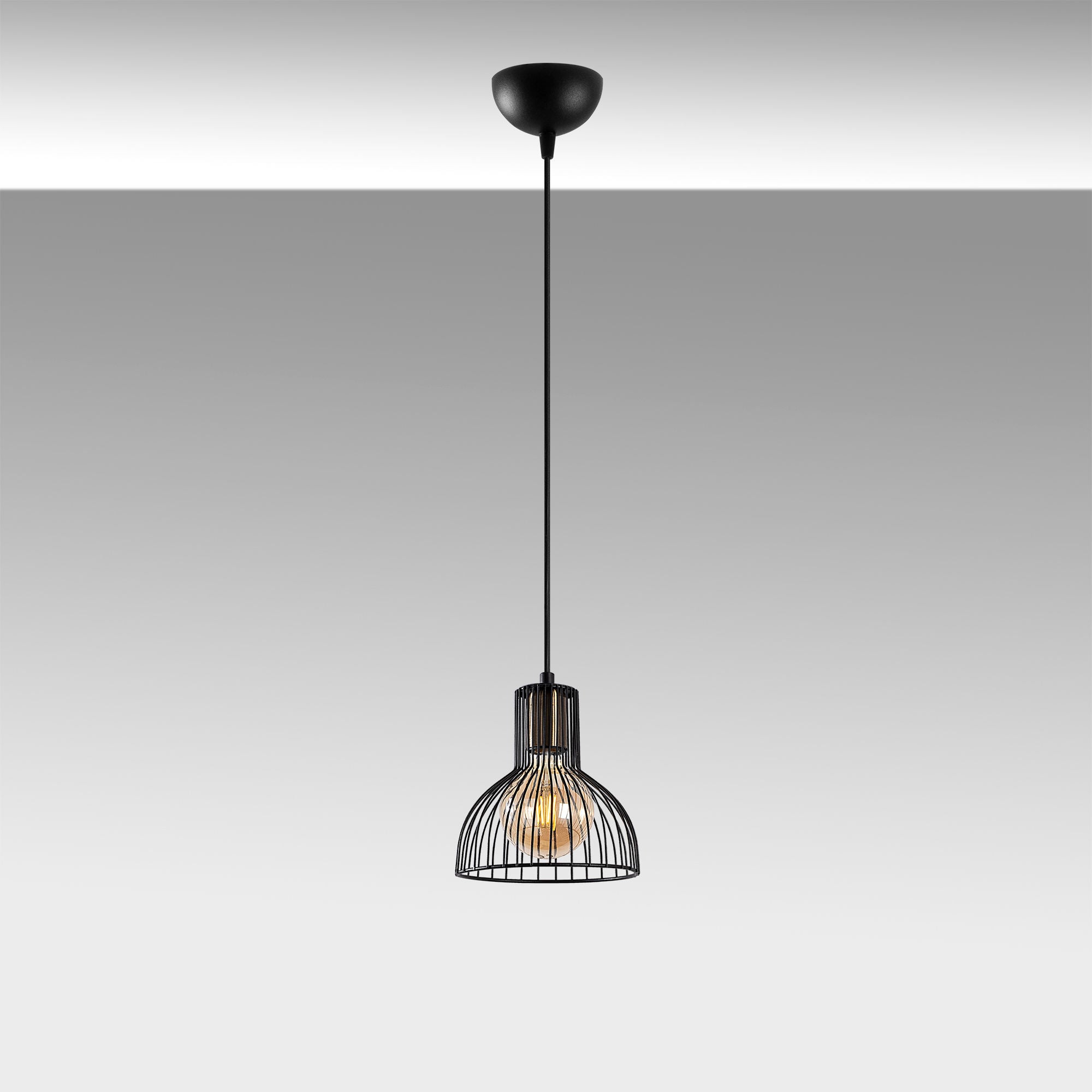 Candeeiro de Teto Industrial com Corpo em Metal, Acabamento Preto e Antigo, 17 x 17 x 114 cm | Altura Ajustável, Soquete E27, Perfeito para Espaços Modernos