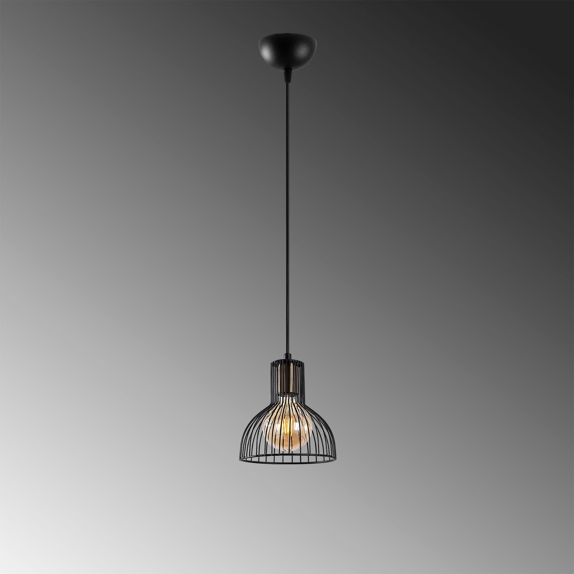 Candeeiro de Teto Industrial com Corpo em Metal, Acabamento Preto e Antigo, 17 x 17 x 114 cm | Altura Ajustável, Soquete E27, Perfeito para Espaços Modernos