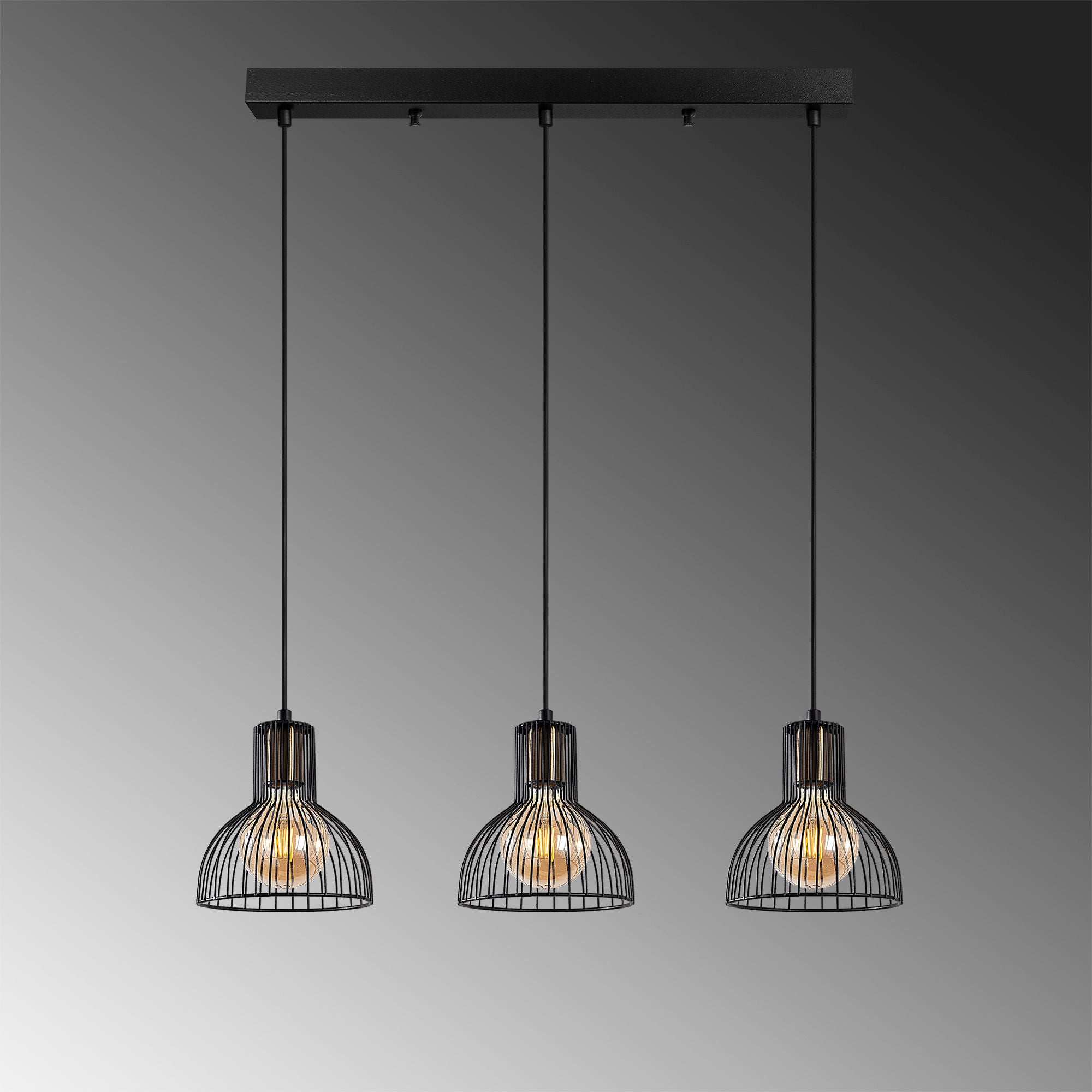 Candeeiro de Teto Industrial, Acabamento Preto e Antigo, 70 x 17 x 114 cm | Corpo em Metal, Altura Ajustável, 3 Soquetes E27 | Perfeito para Decoração Moderna