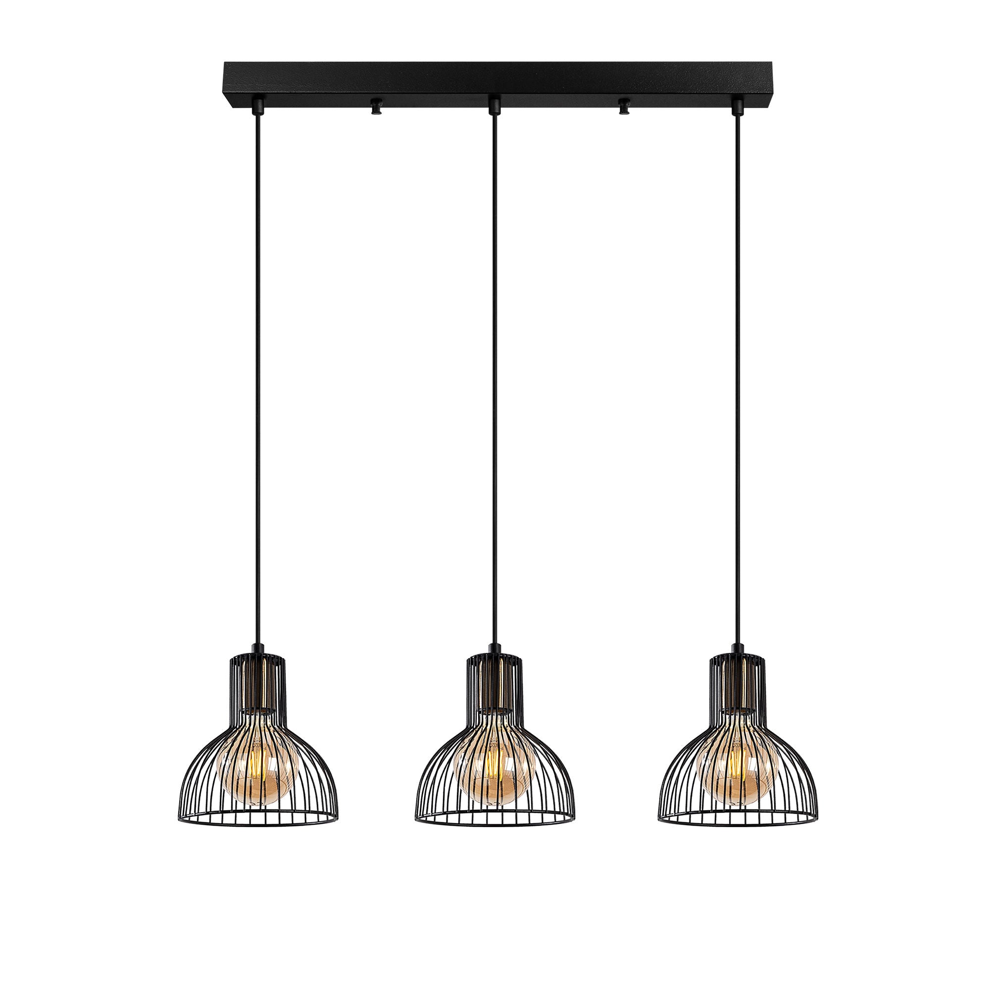 Candeeiro de Teto Industrial, Acabamento Preto e Antigo, 70 x 17 x 114 cm | Corpo em Metal, Altura Ajustável, 3 Soquetes E27 | Perfeito para Decoração Moderna