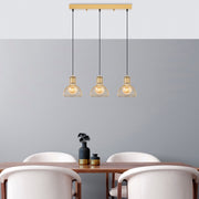 Candeeiro de Teto Elegante Dourado Brilhante, Corpo em Metal, 70 x 17 x 114 cm | Altura Ajustável, 3 Soquetes E27, Design Moderno e Glamouroso para Casa e Escritório