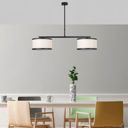 Candeeiro de Teto moderno preto e branco, altura ajustável, corpo de metal, 100 x 30 x 75 cm | 2 soquetes E27, design escandinavo, iluminação elegante para casa