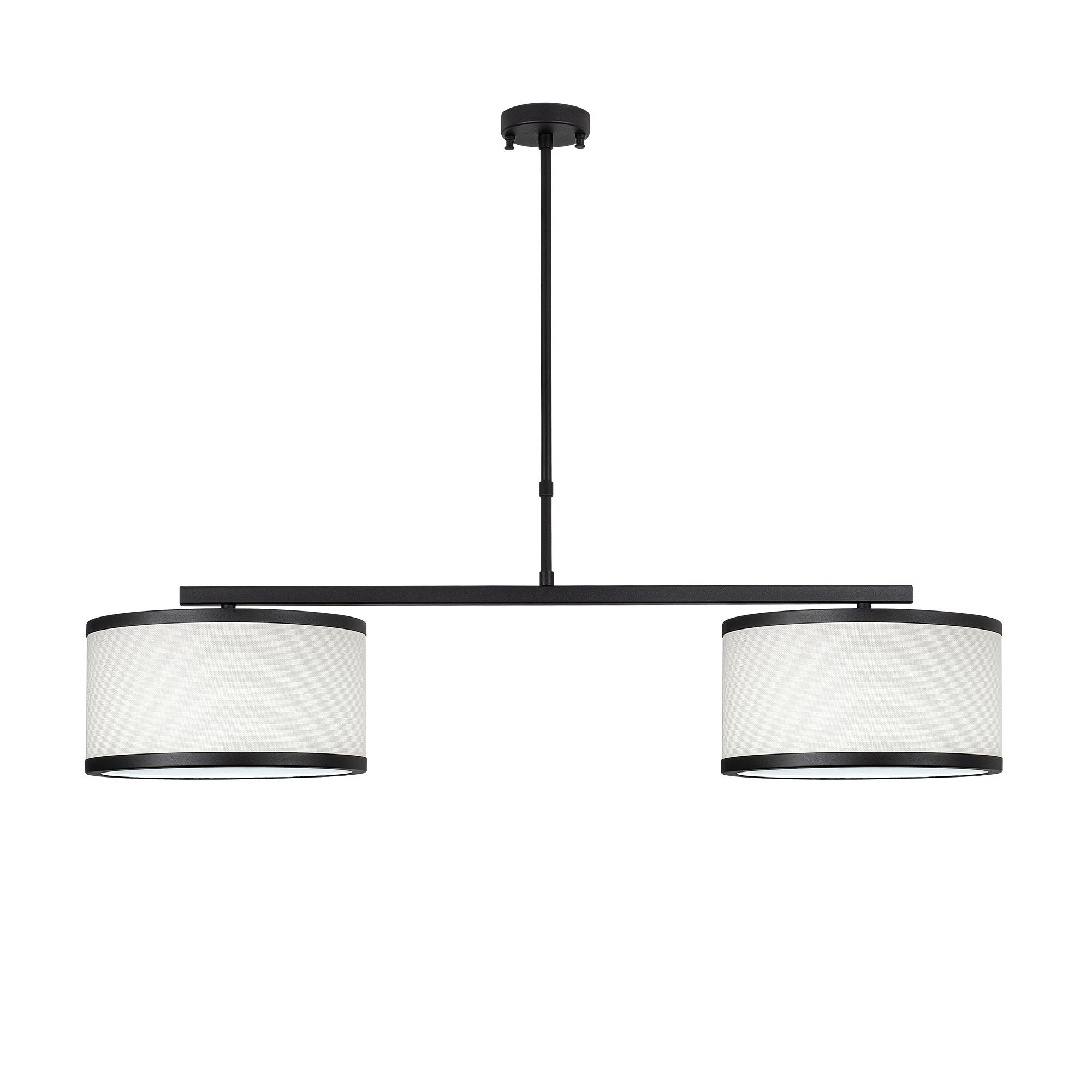 Candeeiro de Teto moderno preto e branco, altura ajustável, corpo de metal, 100 x 30 x 75 cm | 2 soquetes E27, design escandinavo, iluminação elegante para casa