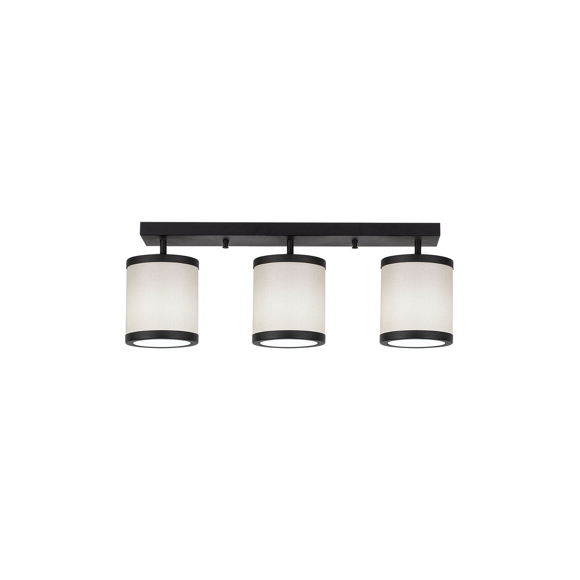 Candeeiro de Teto Escandinavo Moderno, Preto e Branco, 66 x 20 x 21 cm | Corpo em Metal, Tampa em Tecido, 3 Soquetes E27 | Iluminação Elegante para Casa e Escritório