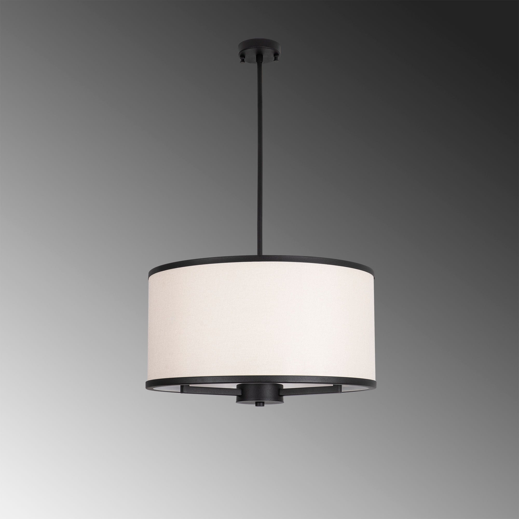 Candeeiro de Teto Escandinavo Moderno, Preto e Branco, 50 x 50 x 84 cm | Corpo em Metal, Altura Ajustável, 3 Soquetes E27 | Iluminação Elegante para Decoração de Casa